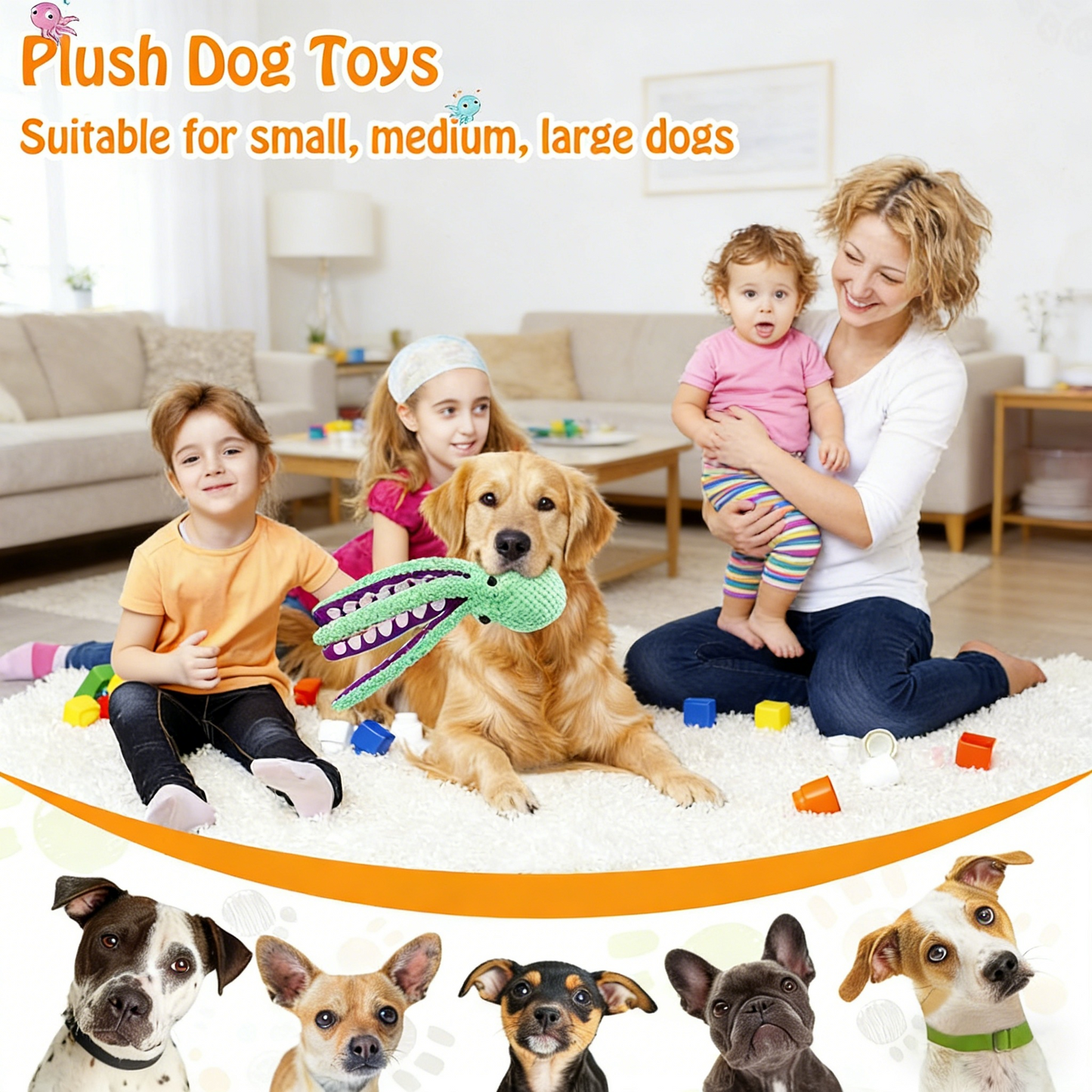 Dog Toys- Plush Dog Toys with Soft Fabric for Small, Medium, and Large Dogs Daily Companionship