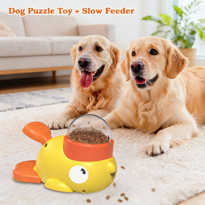 Dog Interactive Treat Dispenser Toy, Food Puzzle Slow Feeder (Yellow)