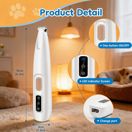 Micro Precision Trimmer, Multifunctional Pet Hair Trimmer Waterproof Rechargeable Shaver with LED Light for Paws Eyes Ears Face Buttocks for Small Dogs and Cats，50dB Quiet Shave.