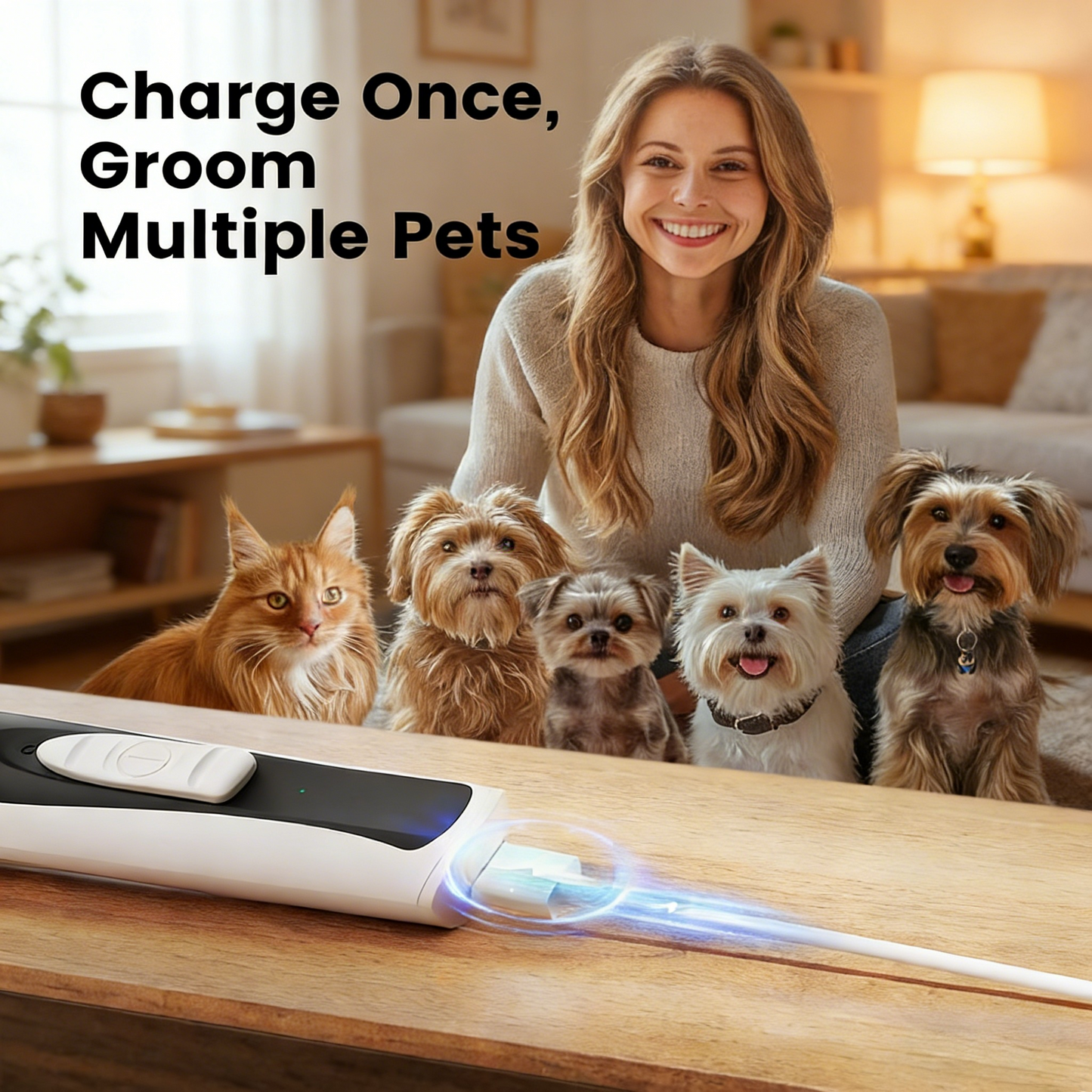 Dog Paw Trimmer with LED Light, Paw Trimmer for Dogs &Cats 0.8inch/20mm Wide Blade, 35dB Cordless Electric Pet Paw Grooming Clippers for Paws