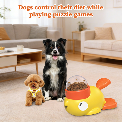 Dog Interactive Treat Dispenser Toy, Food Puzzle Slow Feeder (Yellow)