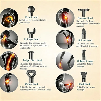 Deep Tissue Massage Gun, 8 Heads & 20 Adjustable Speeds